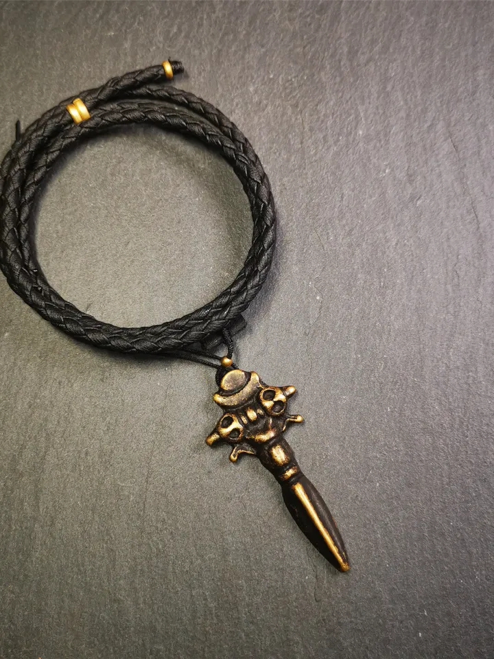 Gandhanra Handmade Tibetan Amulet Necklace,Cross Vajra Phurba,Kila(Dorje Phurba) ,Made of Brass,2.36&quot;
