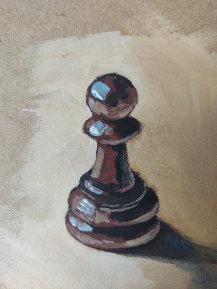 The Black Pawn. Original gouache painting.