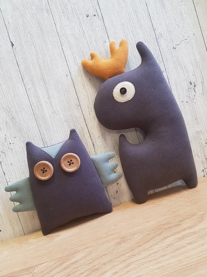 Owl sewing pattern PDF digital tutorial in English, rag doll sewing diy