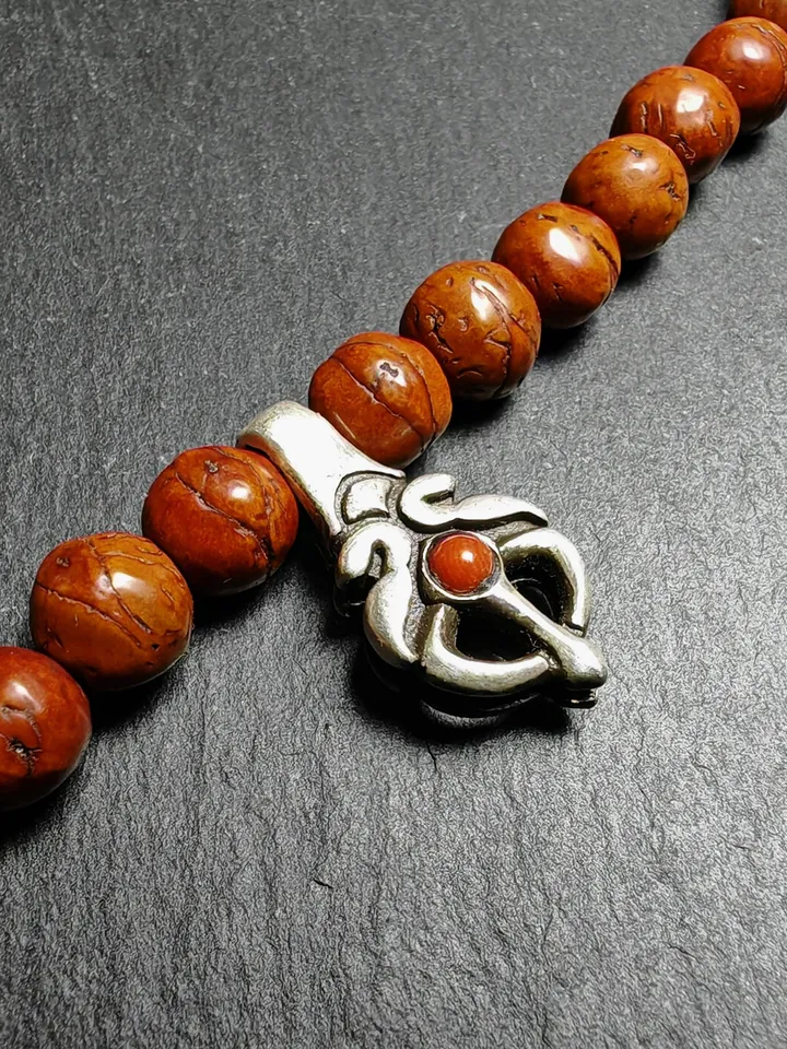 Gandhanra Vintage Tibetan Sterling Silver Bhum Counter Clip for Mala Necklace,Traditional Cintamani Shape,Uniqe Prayer Bead Accessories