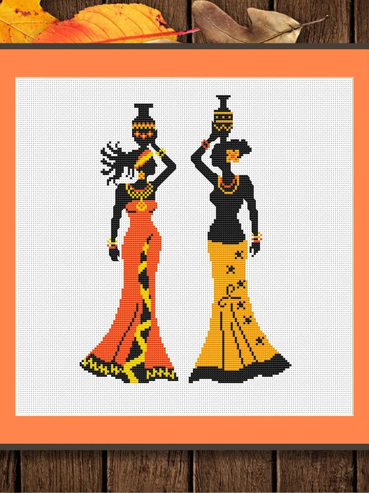 African Woman Cross Stitch Pattern, African Cross Stitch Pattern, Folklore Cross Stitch Pattern, African Motifs Patterns #oth001