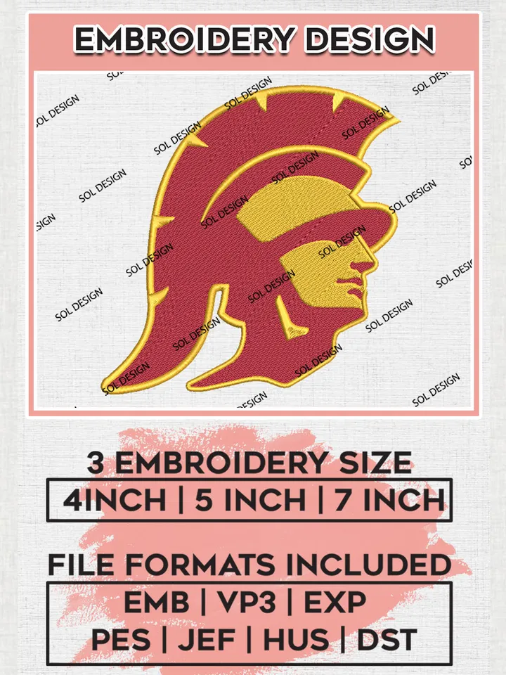 USC Trojans Mascot Embroidery Designs, NCAA Logo Embroidery Files, NCAA USC Trojans Logo, NCAA Embroidery Designs, Machine Embroidery Designs, Digital Download
