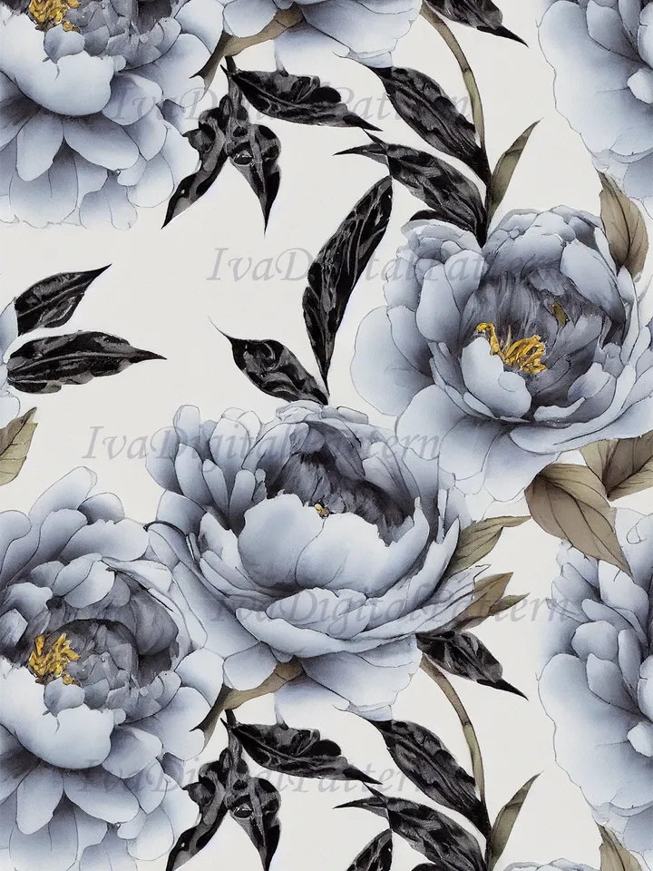 Seamless watercolor blue peony pattern, digital paper, floral pattern, mosaic pattern, commercial use
abstract floral seamless pattern - repeating pattern