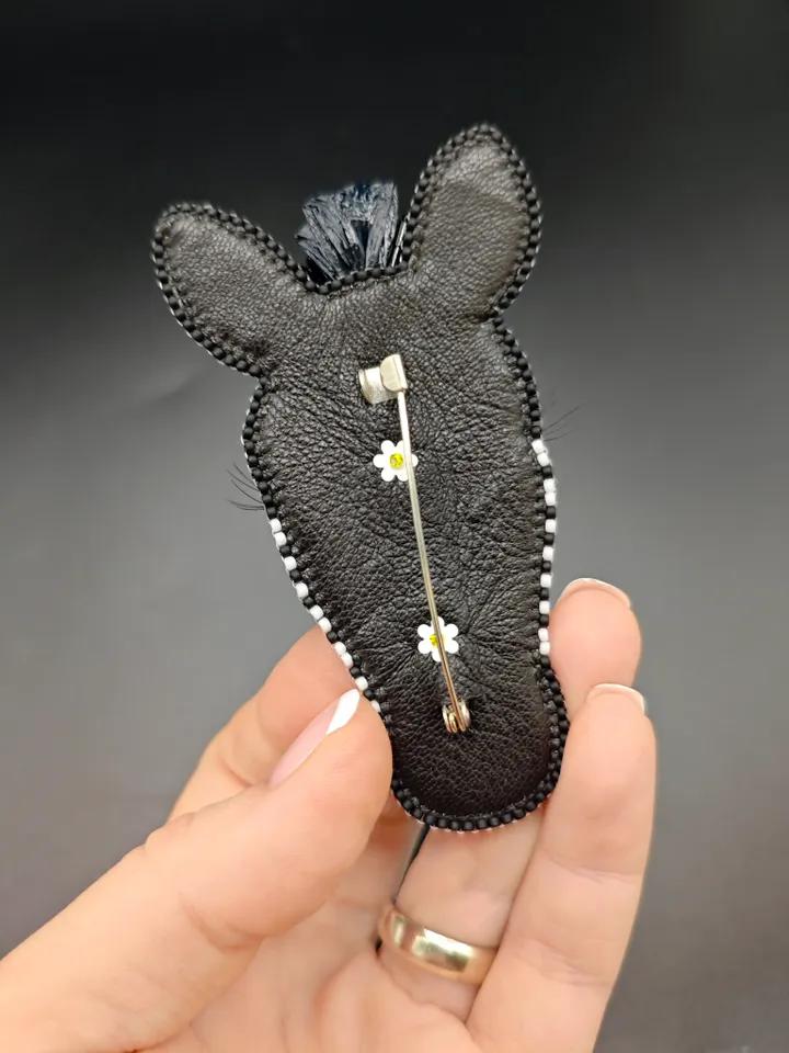 Zebra Bead Brooch
