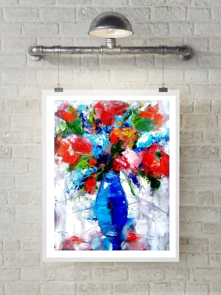 Peony Painting Poppy Original Art Impasto Oil Painting Flower Artwork Interior Painting Flower Rose Office Painting Peonies 16 x 12