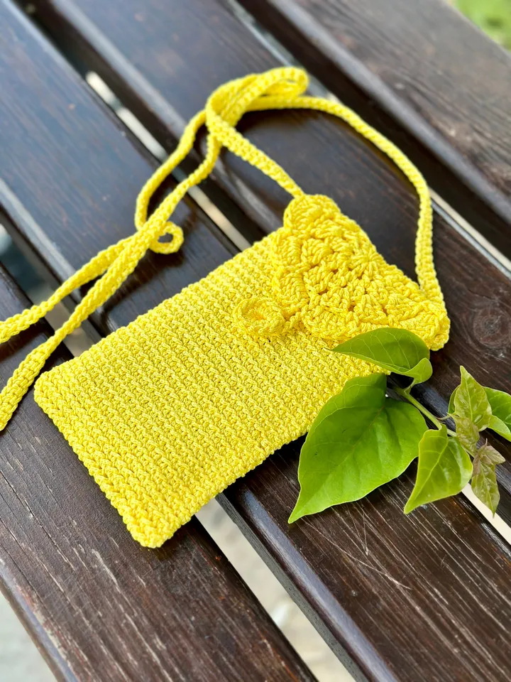 Crochet crossbody bag pattern, cell phone pouch, crochet mini purse, mobile phone case, summer shoulder messenger bag, DIY