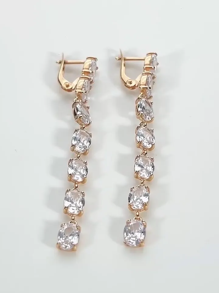 Long earrings silver 925 with cubic zirconia