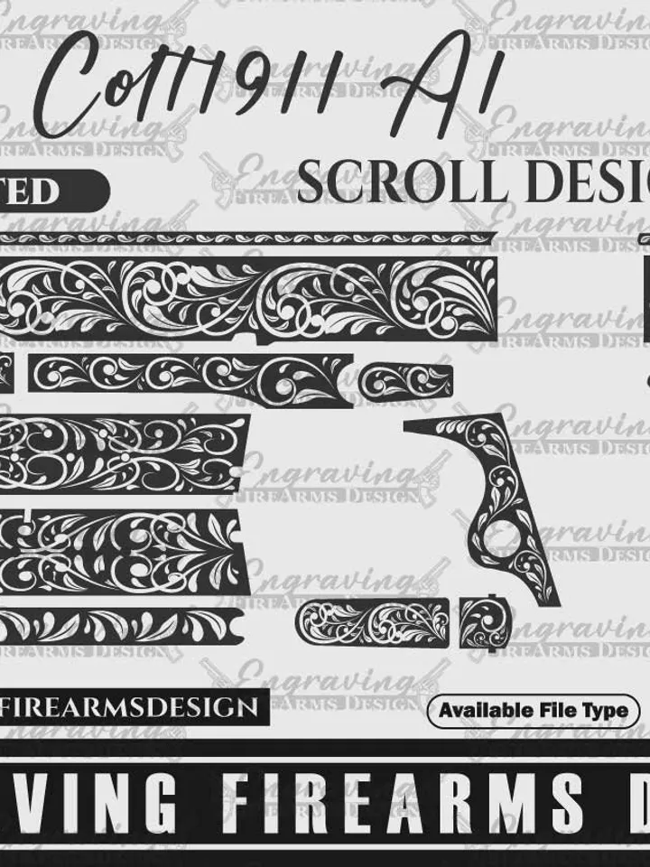 Engraving Firearms Design Colt1911 A1 Us Army Scroll Design