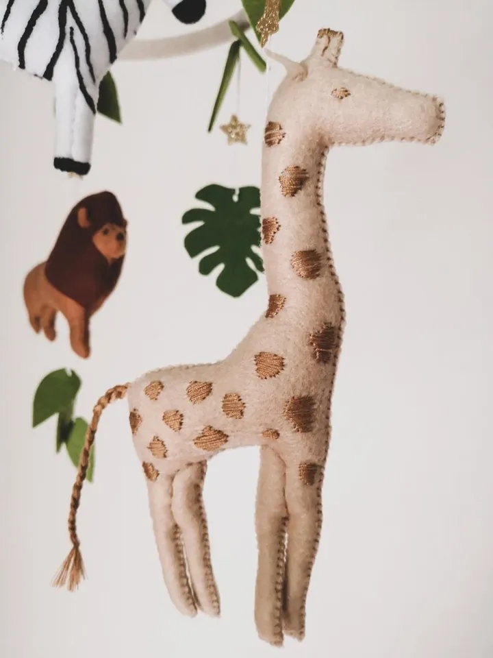 Baby mobile neutral animals Africa nursery mobile felt