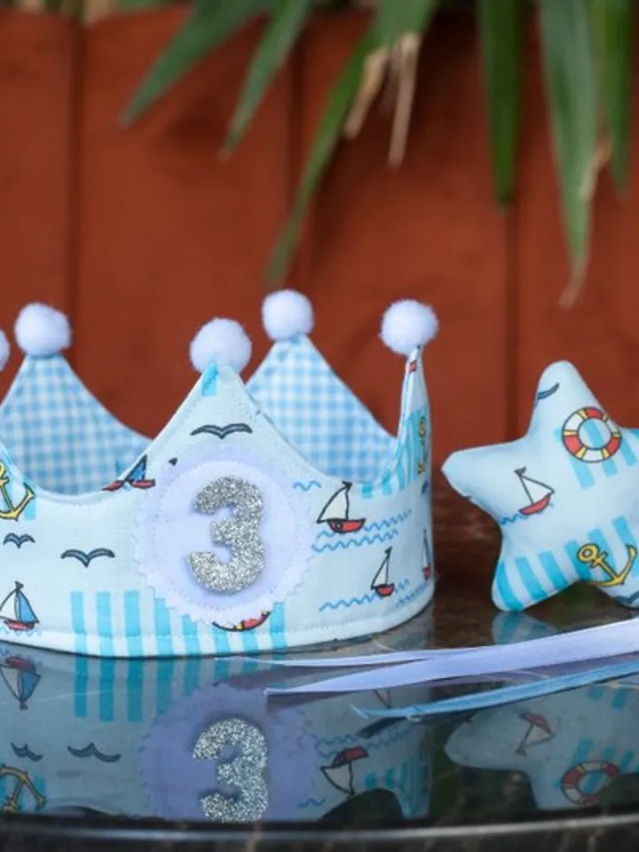 Blue Kids Birthday Crown & Fairy Wand