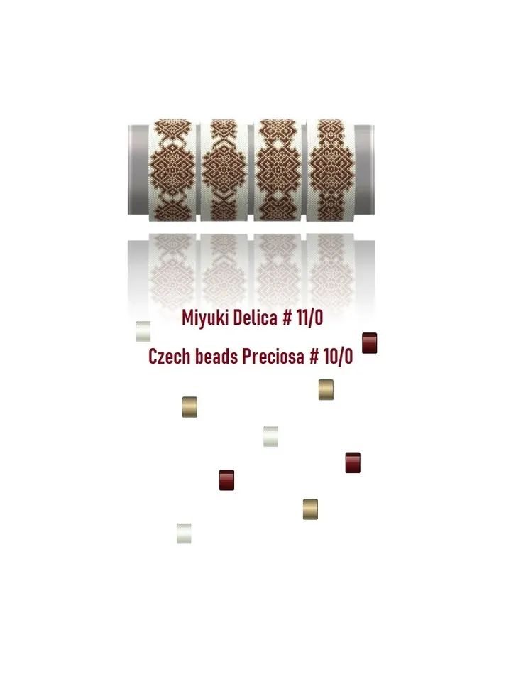 Cuff Bracelet Odd-Count Peyote Stitch Bead Patterns, Miyuki Delica or Czech beads Preciosa, Instant Download