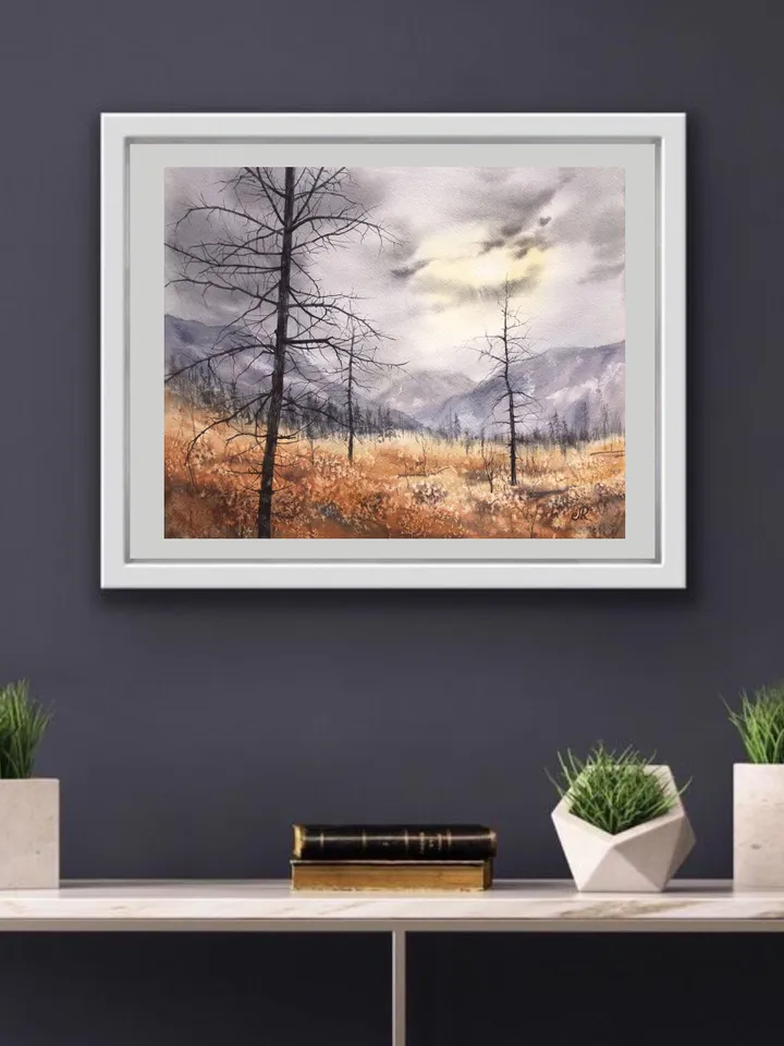 Forest Original Painting Landscape Trees Painting Field Wall Art