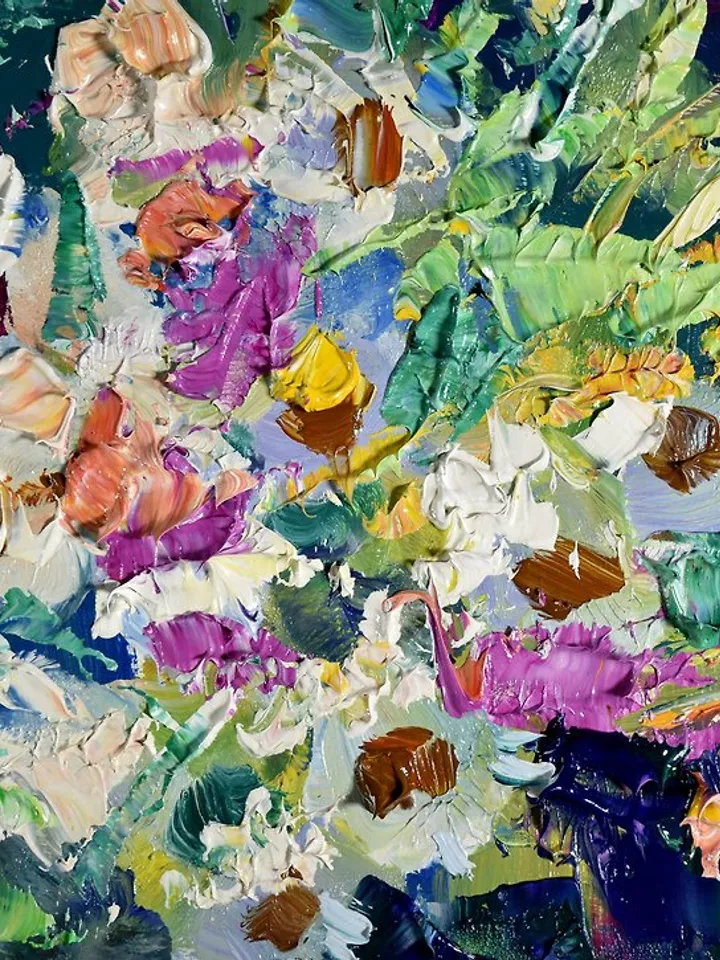 Daisy Painting Flower Original Art Bouquet Artwork Impasto Floral Impressionism