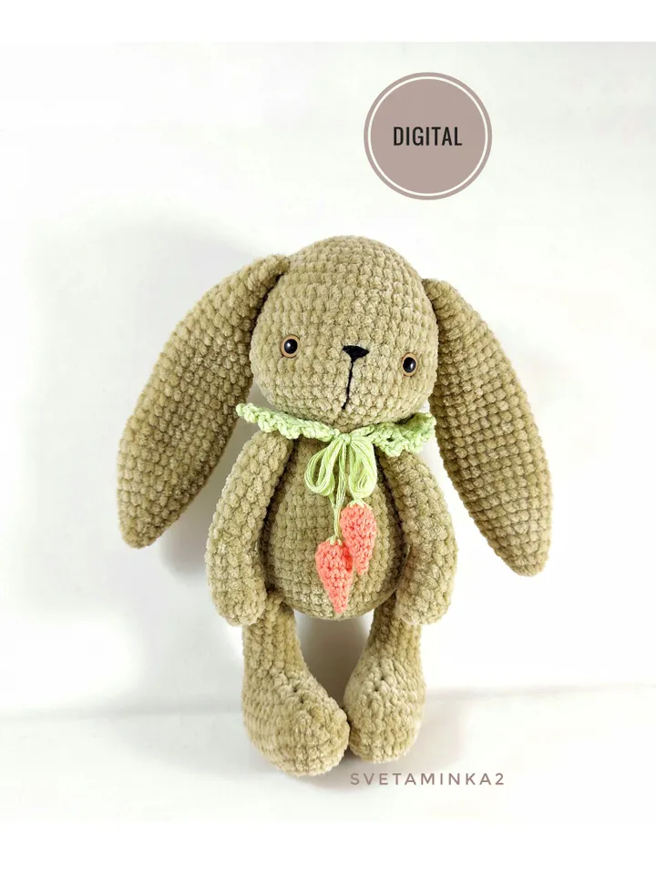 Crochet Bunny Pattern. Crochet Rabbit Pattern. Amigurumi Plush Animal. Digital Download. PDF.