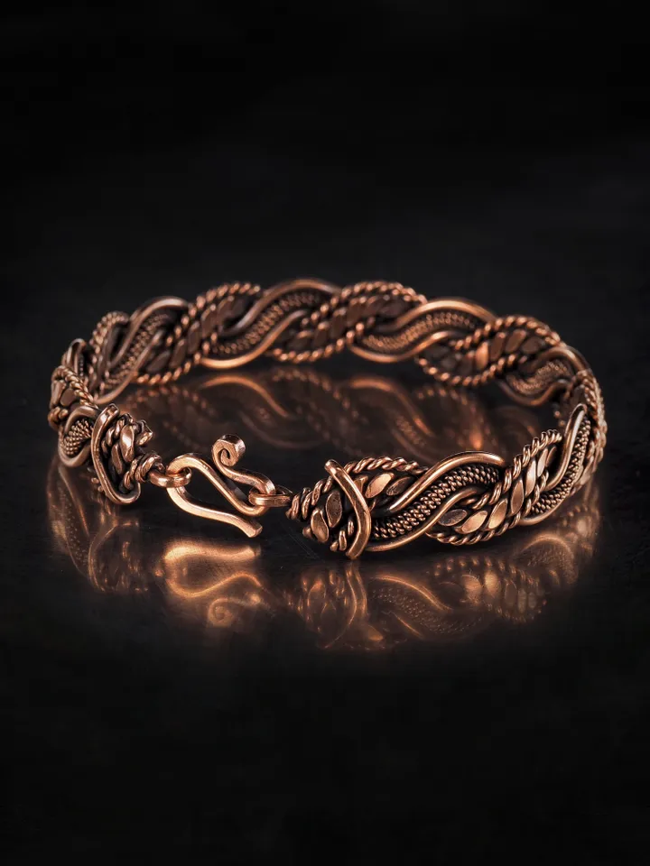 Woven copper wire bracelet Antique style handcrafted copper jewelry Unique gift