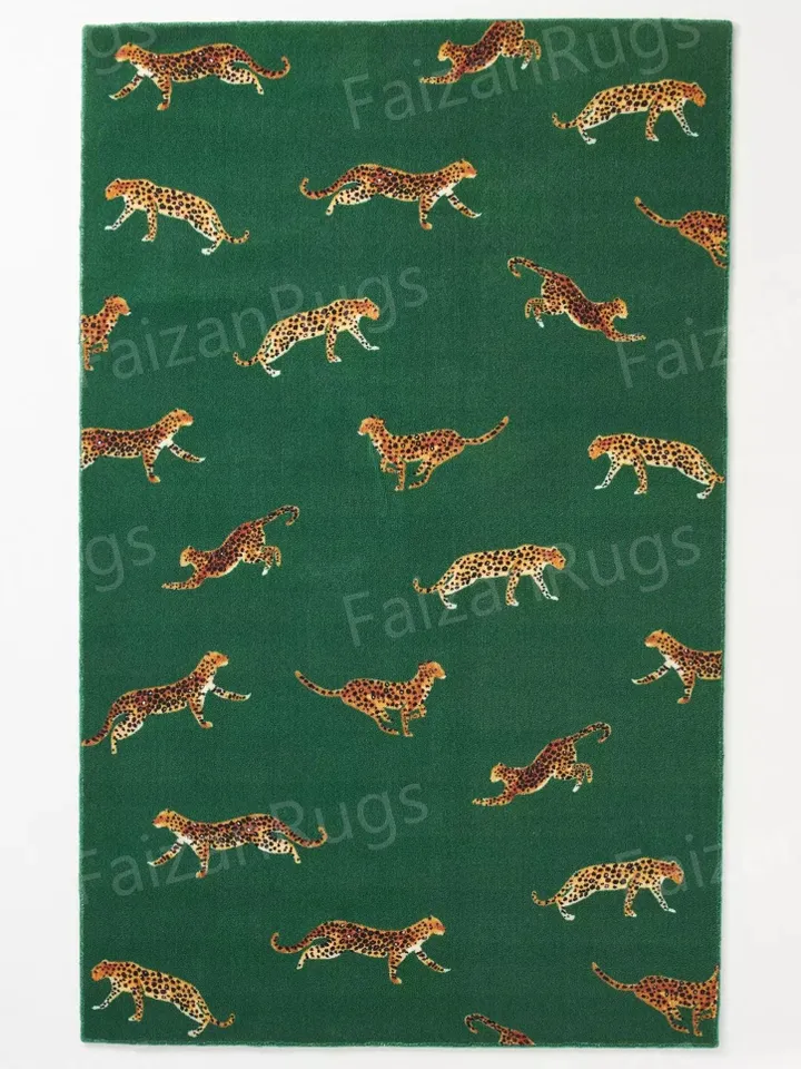 8x10 Cheetah Animal Classic Handmade 100% Wool Rugs Carpets, Handmade Carpet For Living Room, Dining Room, Hallway, Multiroom Carpets