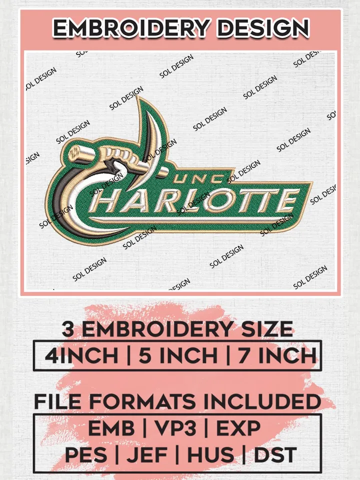 NCAA Charlotte 49ers Wordmark Machine Embroidery designs, NCAA Charlotte 49ers Team Embroidery, NCAA Teams, 3 sizes, Machine embroidery designs, Digital Download