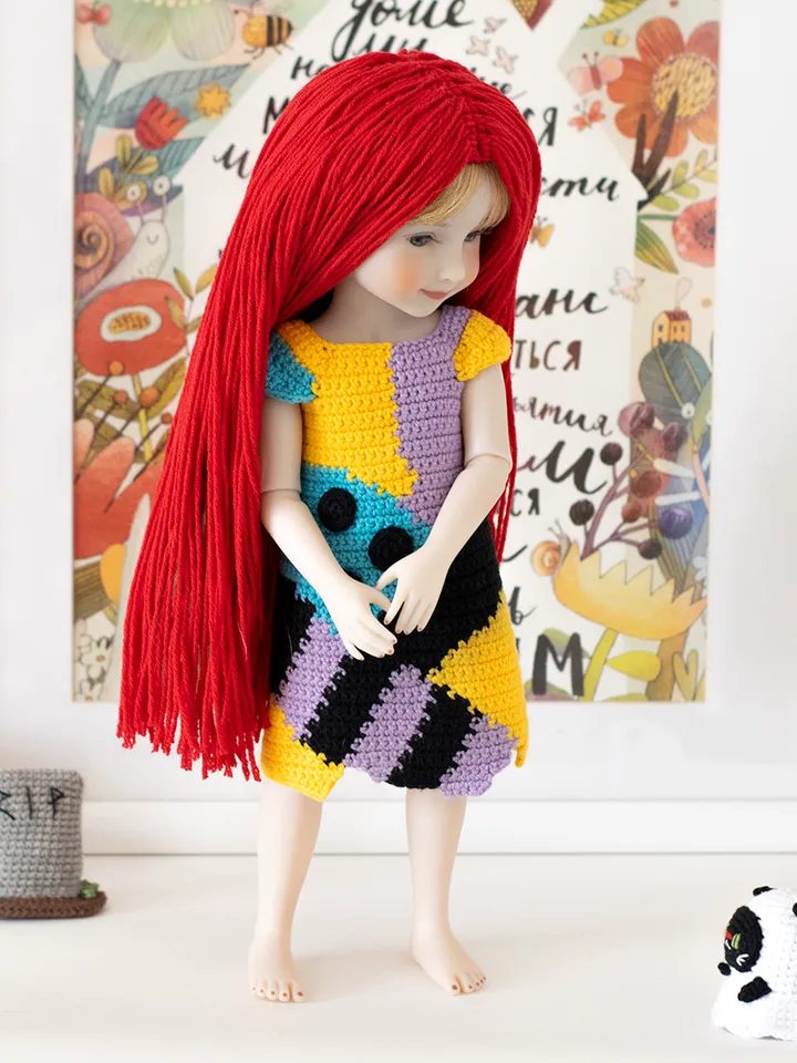 Dress for Ruby Red Fashion Friends doll for Halloween, Sally Nightmare Before Christmas Costume for 14-15 inch dolls