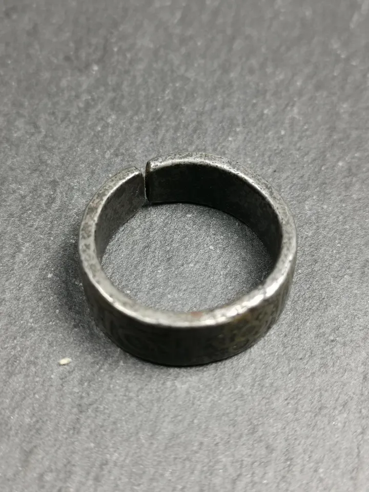 Gandhanra Unique Handcrafted Tibetan Dzi Ring | Protection Jewelry | Cold Iron & Copper Inlay | Adjustable Size | Tibetan Craftsmanship
