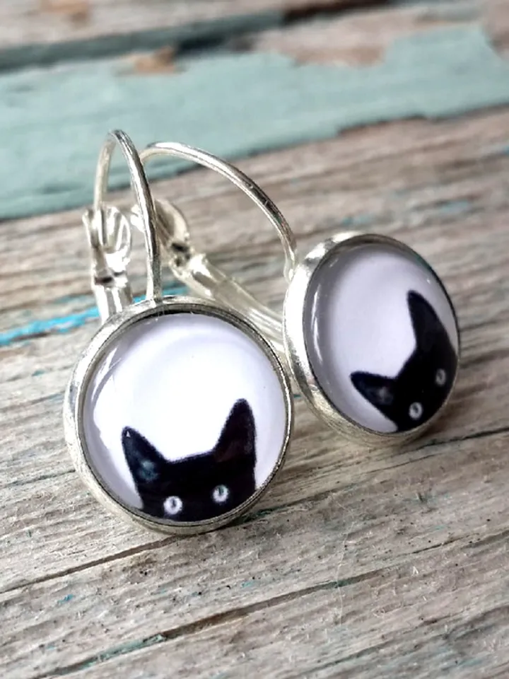 Black Cat Earrings Dangle