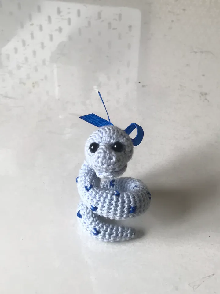 Snake toy keychain blue