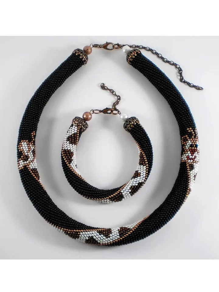 PDF Bead Crochet Pattern , Pattern for «Giraffe» Ropes Necklace and Bracelet
