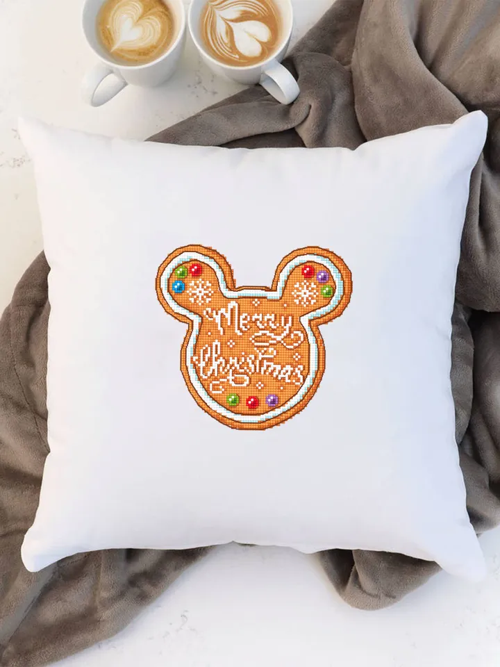 Christmas gingerbread cross stitch pattern download PDF, Mouse silhouette cross stitch chart, Small cross stitch Gingerbread ornament #N87