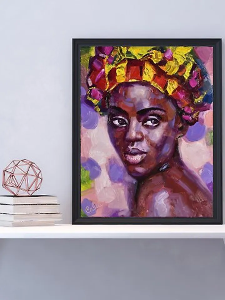 African American Woman 油畫原作 Original Painting Portrait Woman Oil Artwork