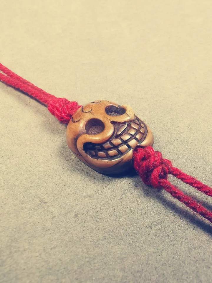 Gandhanra Handmade Tibetan Pendant Bead,Bone Carved Spacer Bead for Mala,Skull Sitavana Amulet Pendant