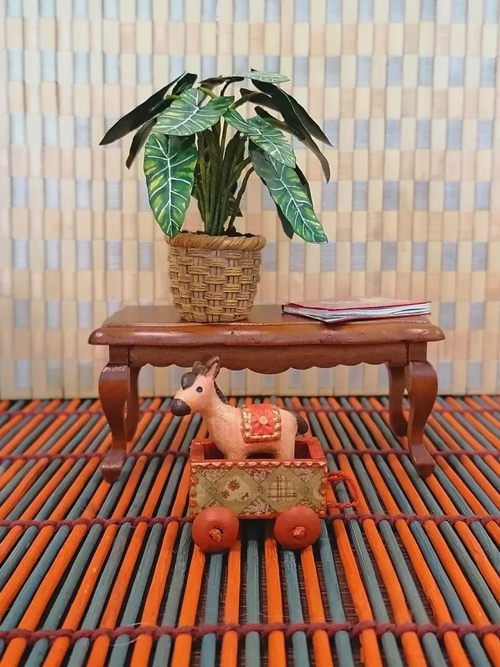 Donkey on a cart. A toy for a doll.1:12 scale.