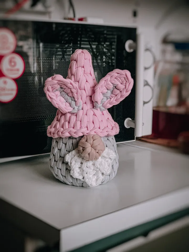 Scandinavian Easter gnome bunny basket, Nordic gnome, crochet gift for lucky, interior gift, bathroom bedroom storage, huge