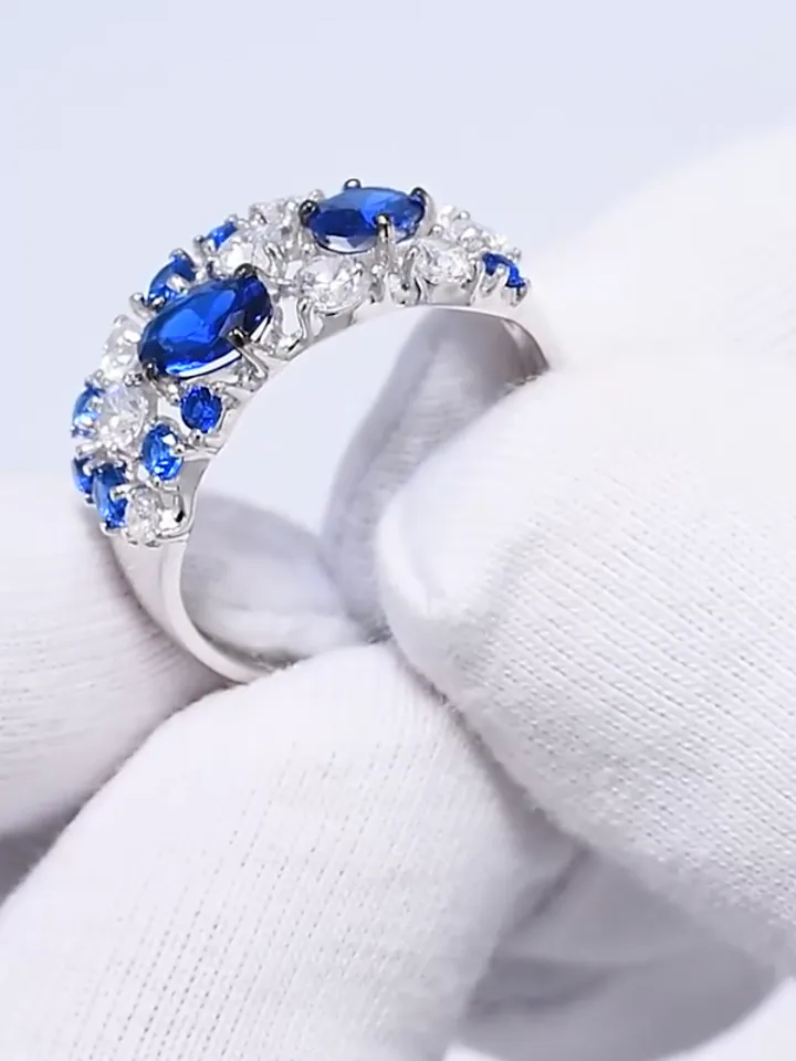 Silver ring for women 925 assay value with cubic zirconia stones, silver