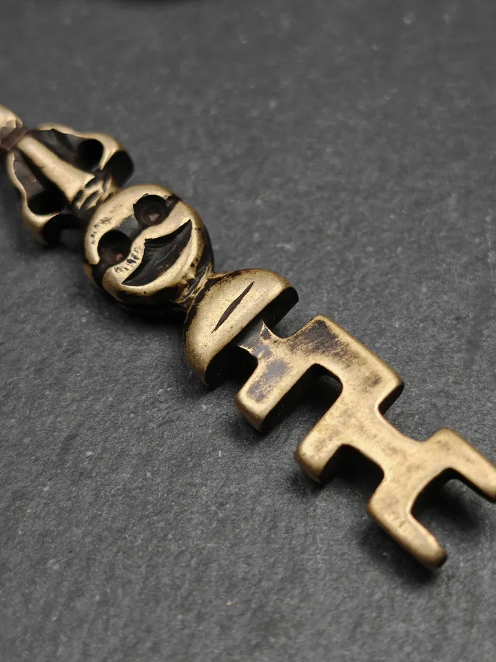 Antique Tibetan Amulet,The Key of Heart Pendant, Gandhanra Handmade Himalayan Style Pendant,Lucky Charm,Made of Lima Brass