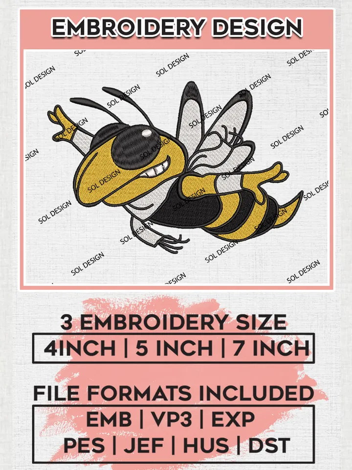 Georgia Tech Yellow Jackets College Football Team Logo embroidery designs, NCAA Georgia Tech Logo Machine embroidery designs, NCAA Team Logo embroidery designs, NCAA Game Day Machine embroidery designs, Digital Download