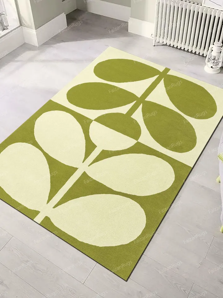 Green leaf Hand tufted rugs 100% wool for living room, bed room, kids room in any size 8x10,6x9,5x8,4x6,Fast up guys!!!!!