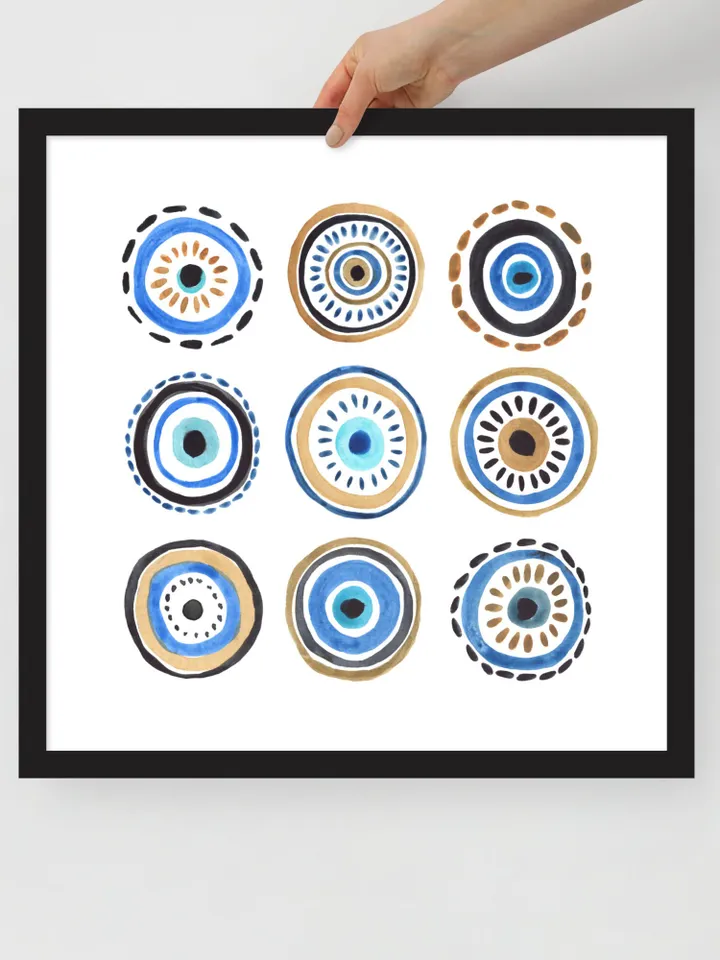 Evil Eye Print, Blue Evil Eye Nazar Poster, Evil Eye Wall Decor, Abstract Eye Drawing, Boho Eye Art Print, Turkish Evil Eye Art Poster,