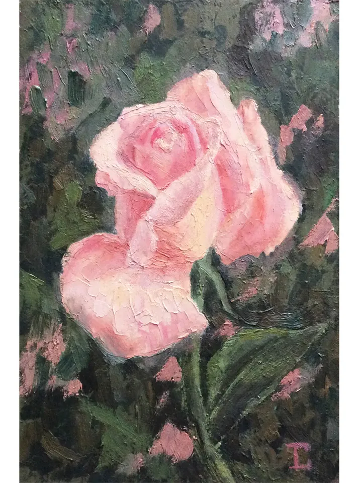 "Rose" oil small painting flower stilllife original wall art picture artwork floral