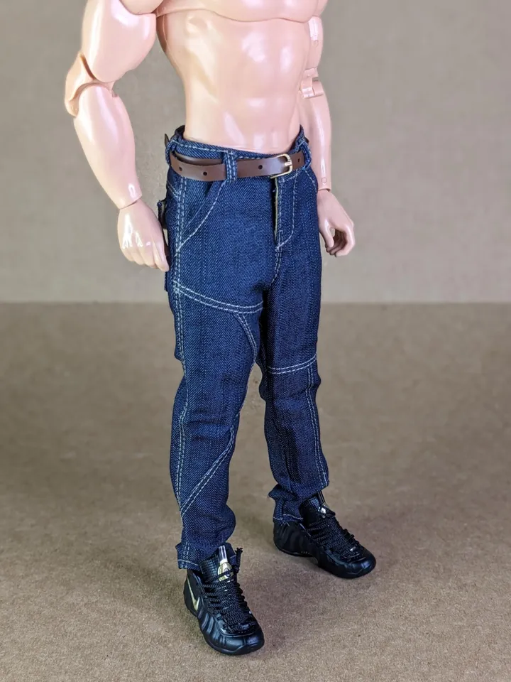 Navy jeans for 1/6 scale fashion male doll (muscular or action body)