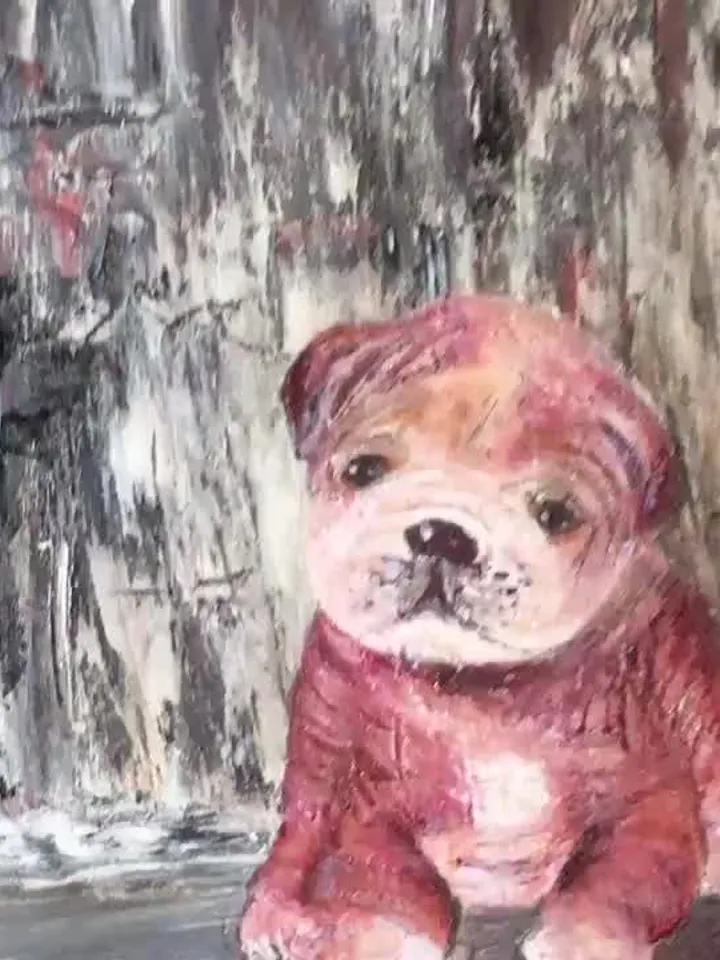 Teddy bear painting ,Teddy bear acrylic painting on round canvas board.