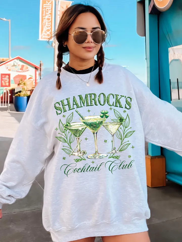 Shamrock's Coctail Club PNG, St. Patrick’s day Png Designs, Retro St. Patrick’s Png, Trending Png, Trendy St.Pattys Day Png, Retro Irish Day