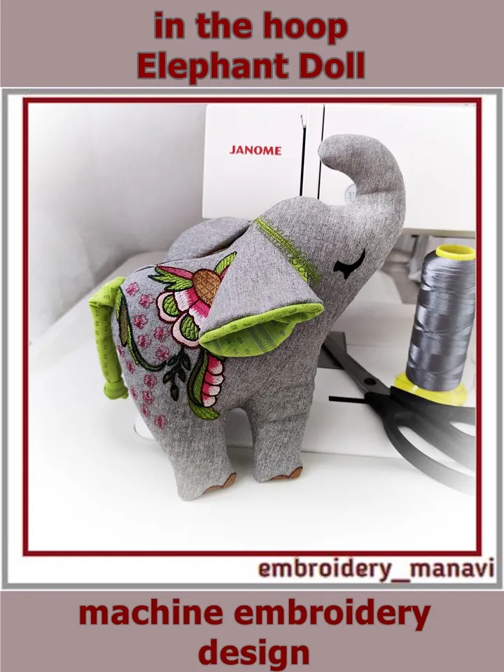 In The Hoop Elephant Doll toy with Floral Pattern Machine Embroidery Designs And Tutorial