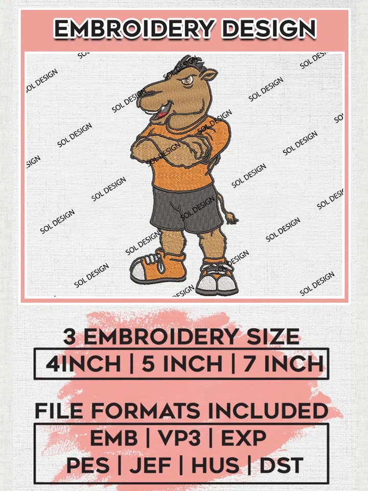 NCAA Campbell Fighting Camels College Team Mascot Logo Embroidery Design Files, NCAA Campbell Fighting Camels Machine Embroidery, NCAA Teams, 3 sizes, NCAA Machine embroidery designs, Digital Download