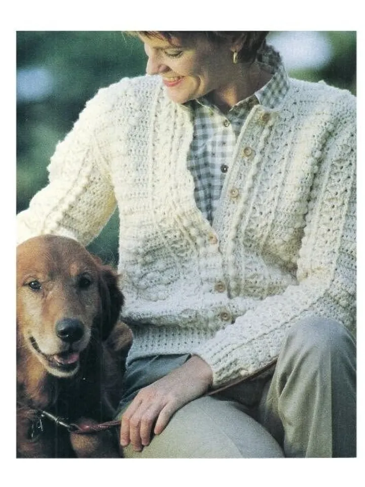 Aran cardigan crochet pattern, women cardigan crochet, aran cardigan pdf