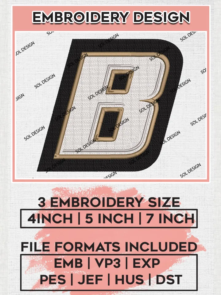 NCAA Bryant Bulldogs Team B Letter Logo embroidery designs, NCAA Bryant Bulldogs Logo Machine embroidery files, NCAA Team Logo embroidery designs, NCAA Game Day Machine embroidery designs, Digital Download