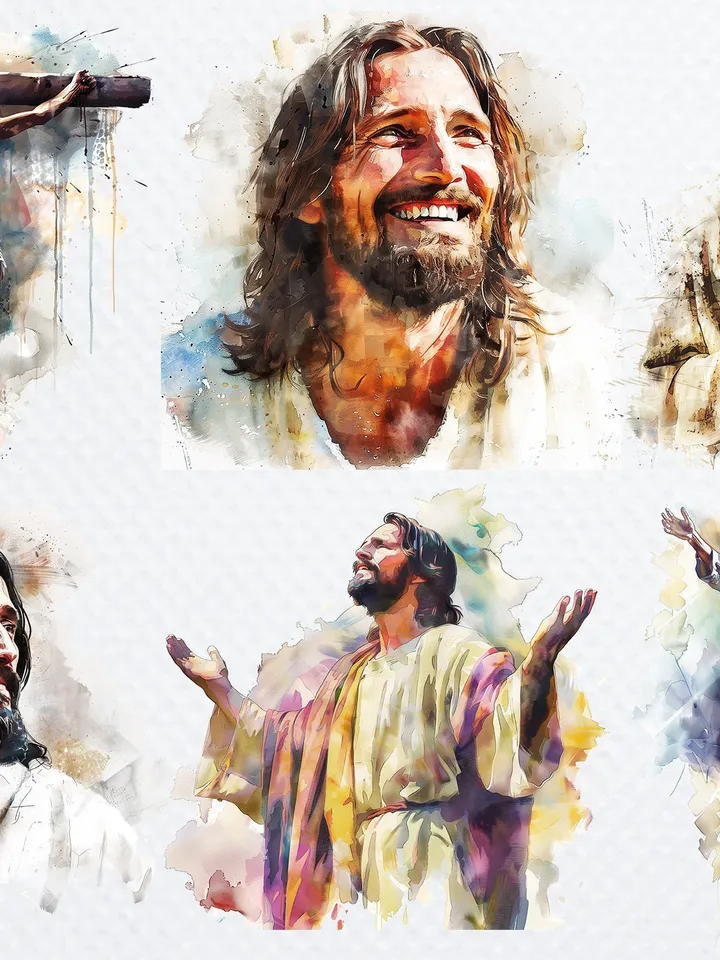35 Jesus Christ Clipart, Faith Jesus Clipart, Printable Watercolor clipart for sublimation, Digital download, Paper craft, junk journals