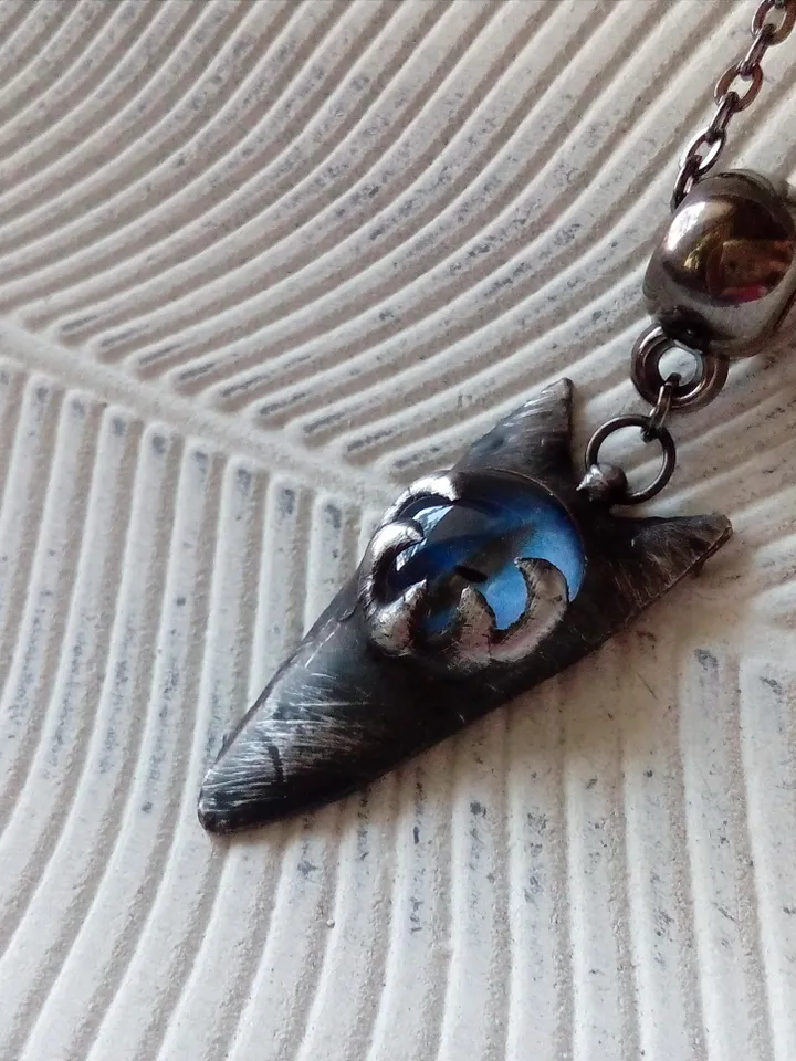 CAT necklace, cat eye tin soldered pendant, cat lovers jewelry, Halloween necklace, witchy aesthetic, goth bat pendant