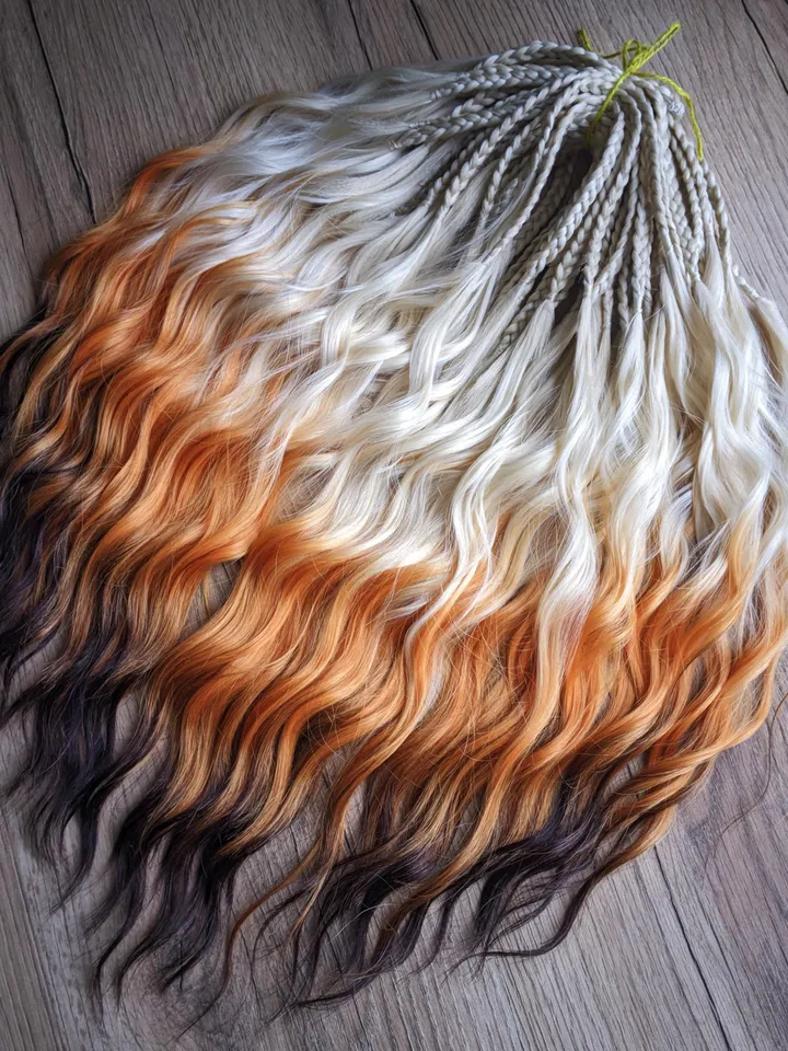 BRUSHABLE Curls Temporary Braids Waves extensions Blonde fox set yellow blonde orange brown braids Festival Boho hairstyle