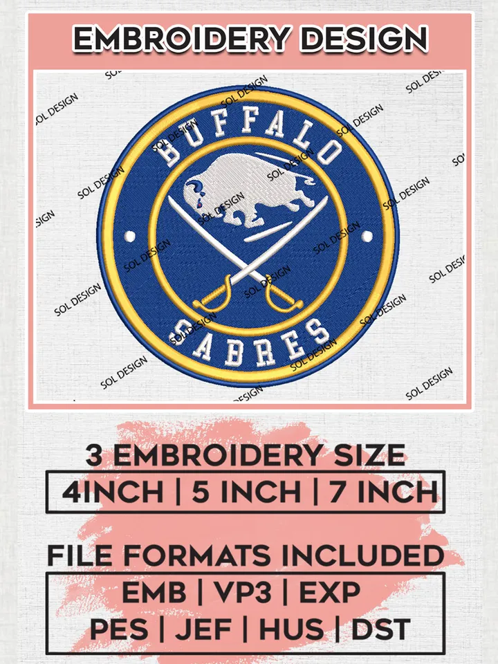 Buffalo Sabres Circle Logo Machine Embroidery Files, NHL Buffalo Sabres Embroidery Designs, NHL Sabres Logo, NHL Embroidery Designs, Digital Download