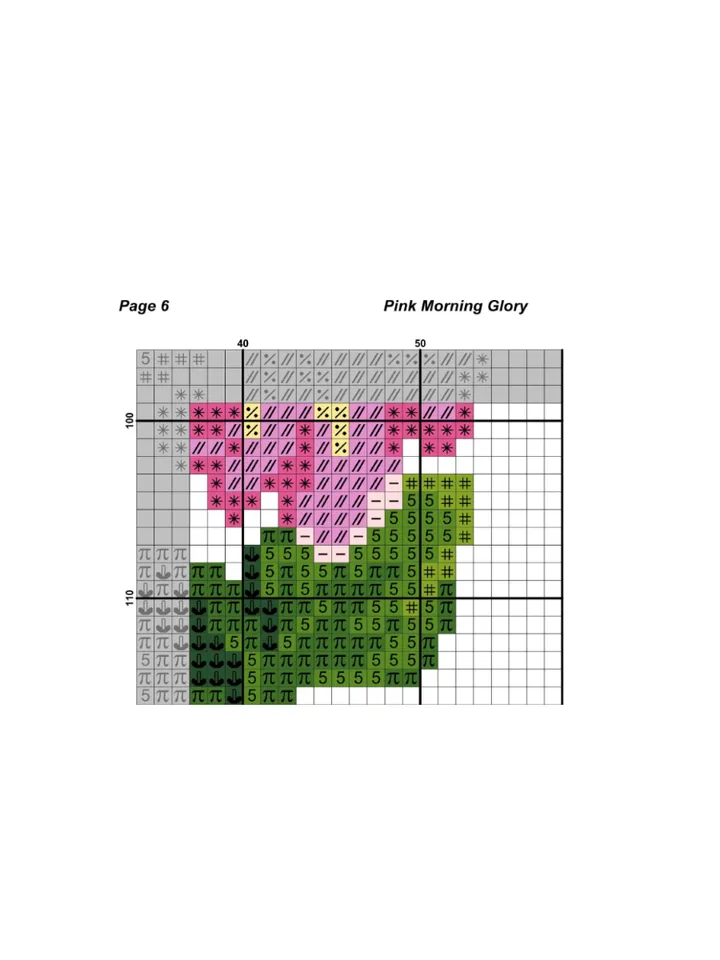 Pink Morning Glory 77 Vintage Cross Stitch Pattern PDF Garden Flowers embroidery Compatible Pattern Keeper