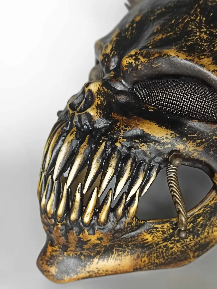 Skull helmet with metal mohawk
